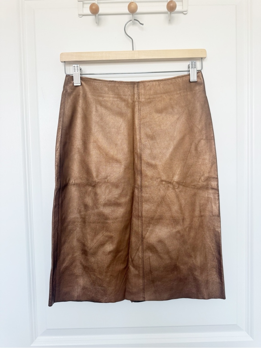 Vintage bebe Metallic Brown Genuine Leather Pencil Skirt Size 2